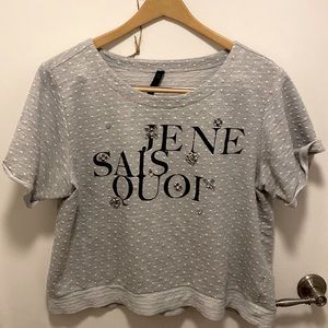 Jessica Simpson Crop Rhinestone Shirt Gray